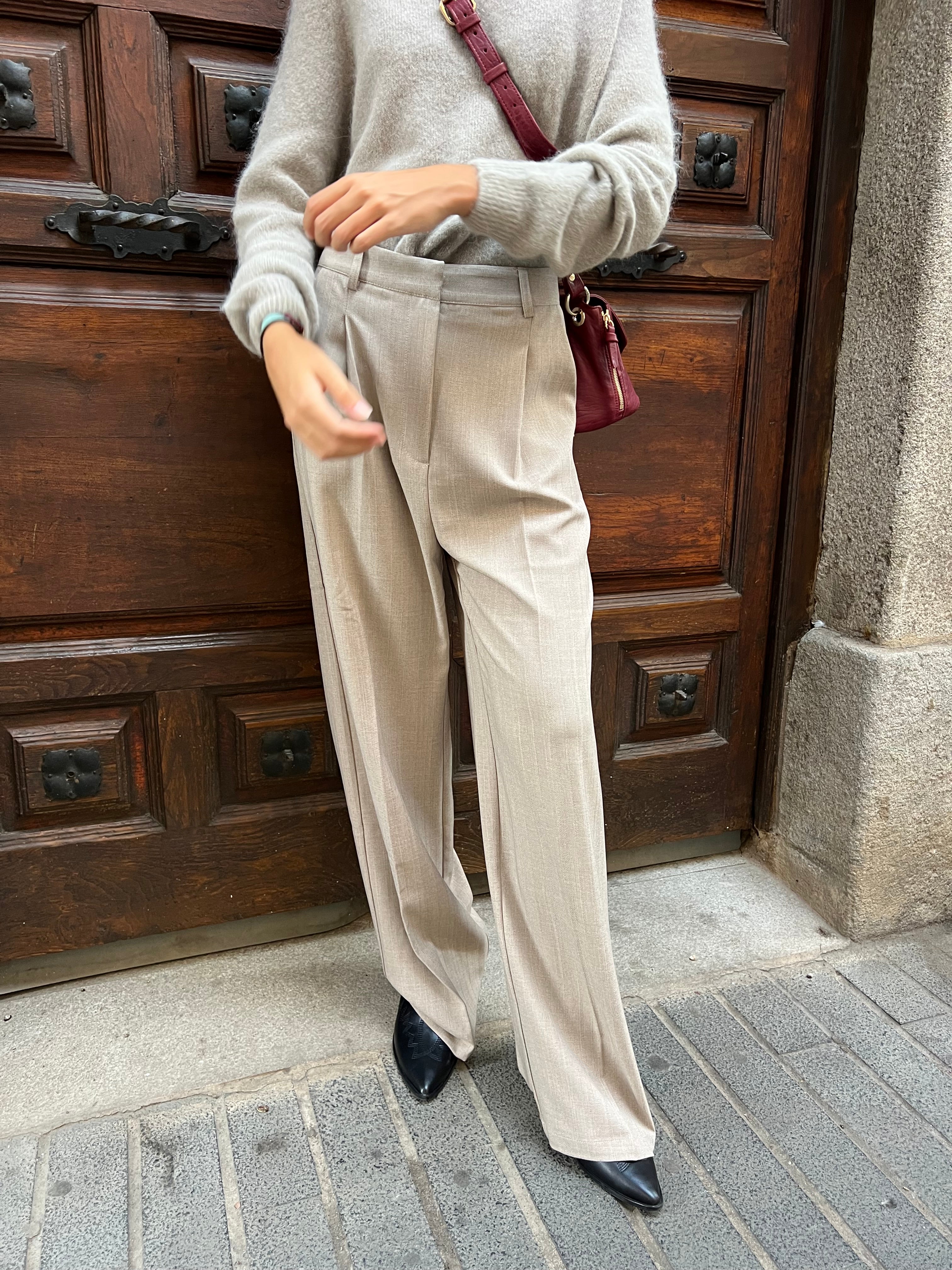 Pantalón Vestir Pinzas Gris