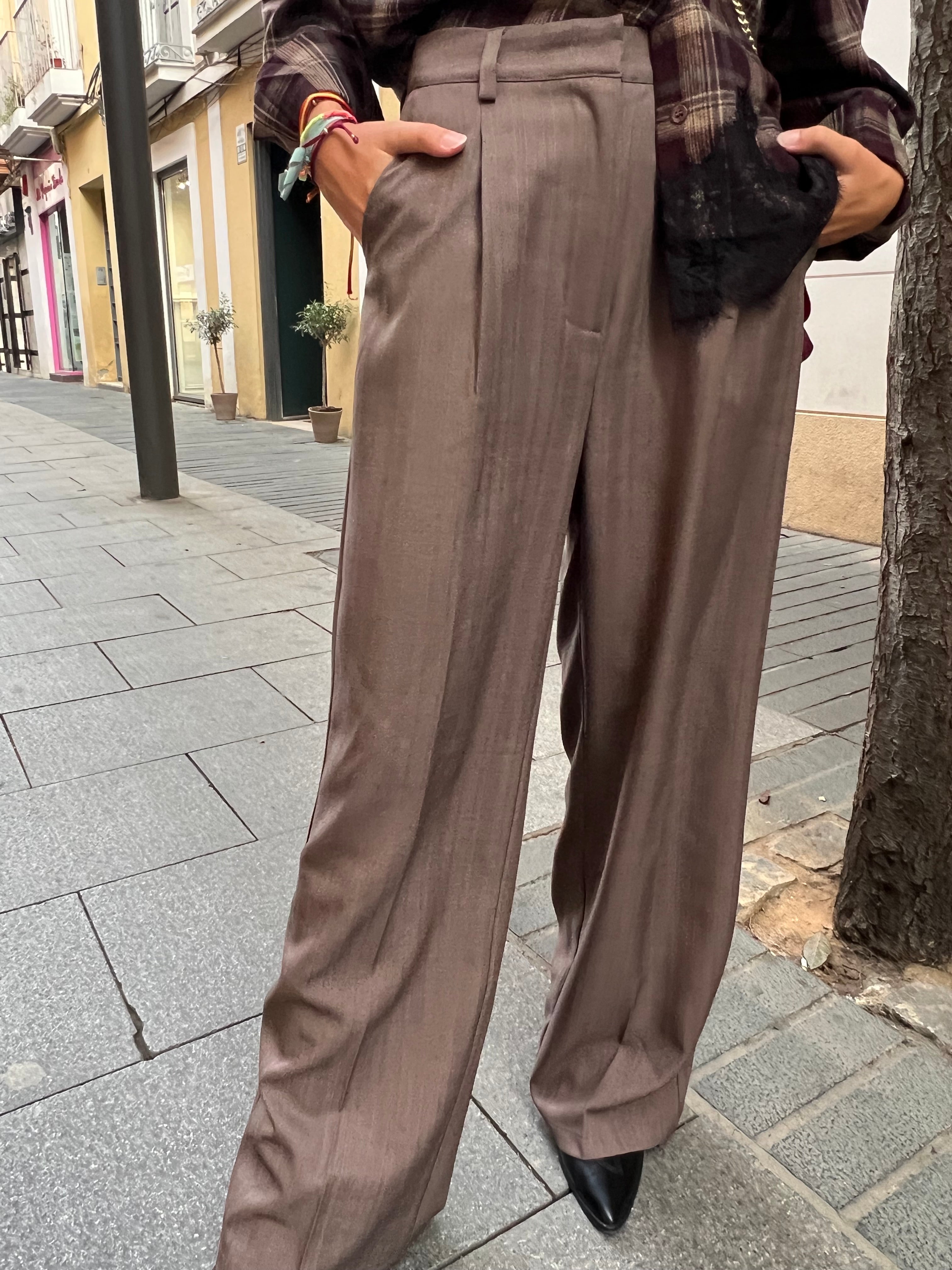 Pantalón Vestir Pinzas Topo