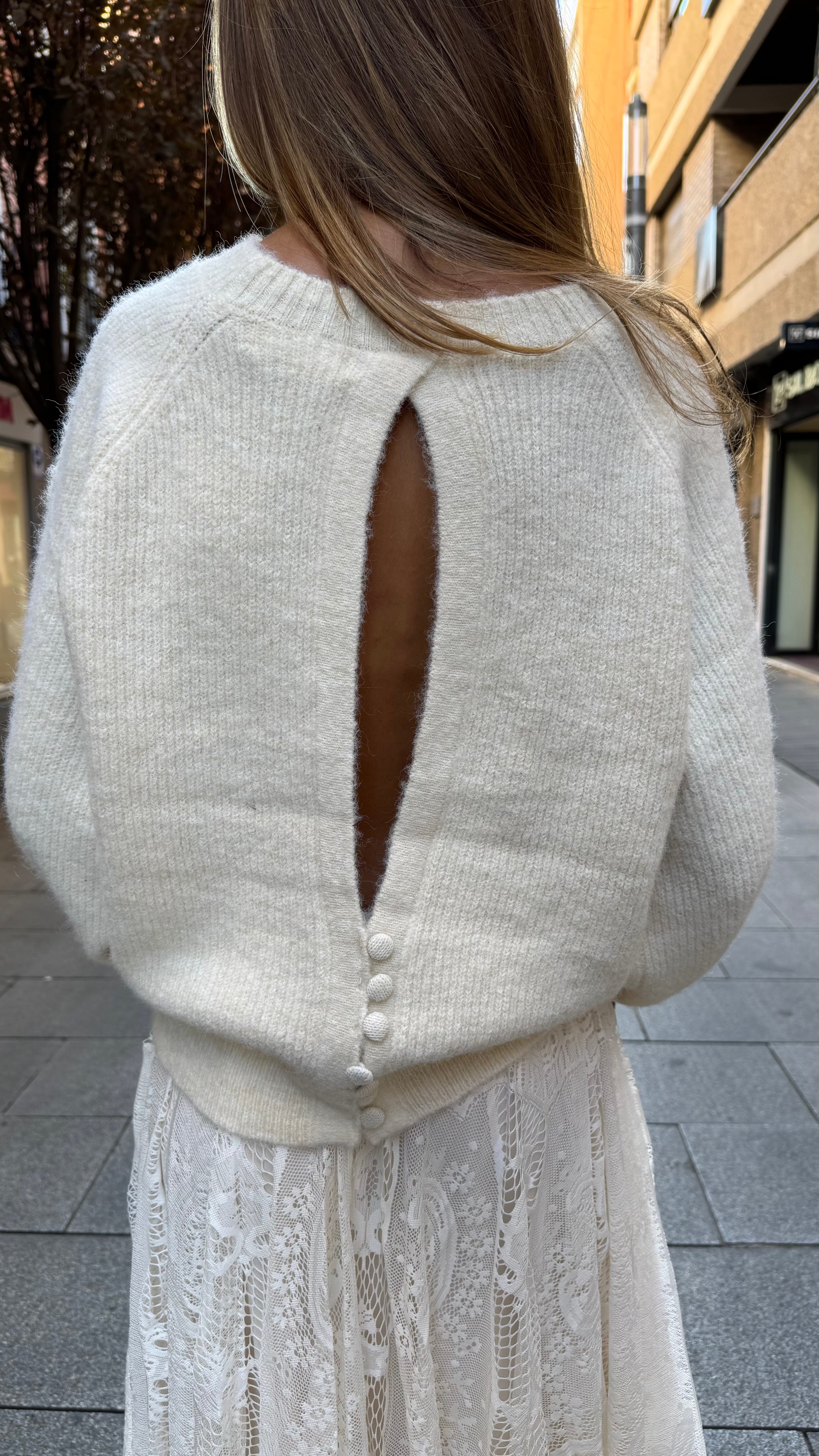 Jersey Detalle Escote Espalda Blanco