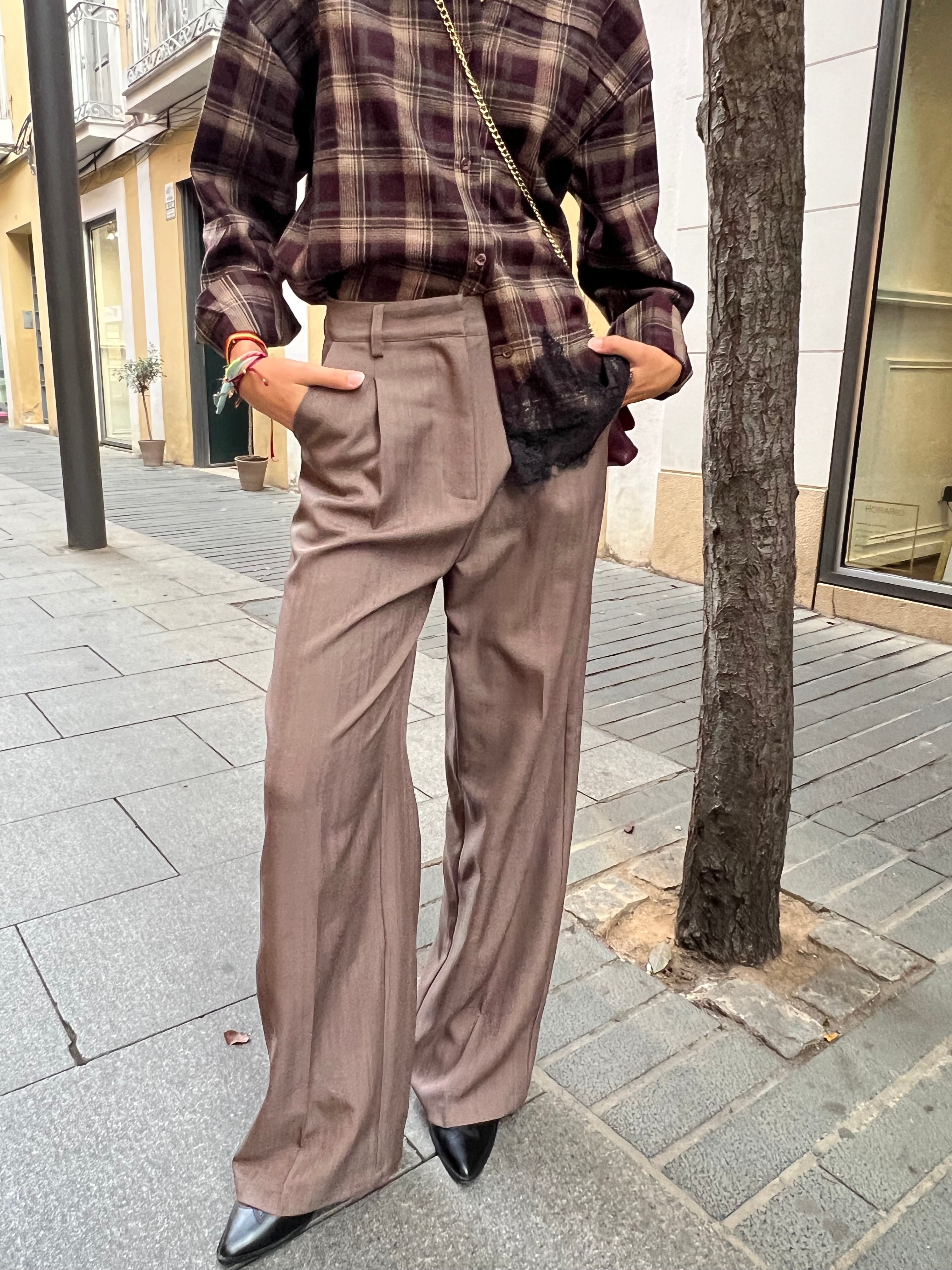 Pantalón Vestir Pinzas Topo