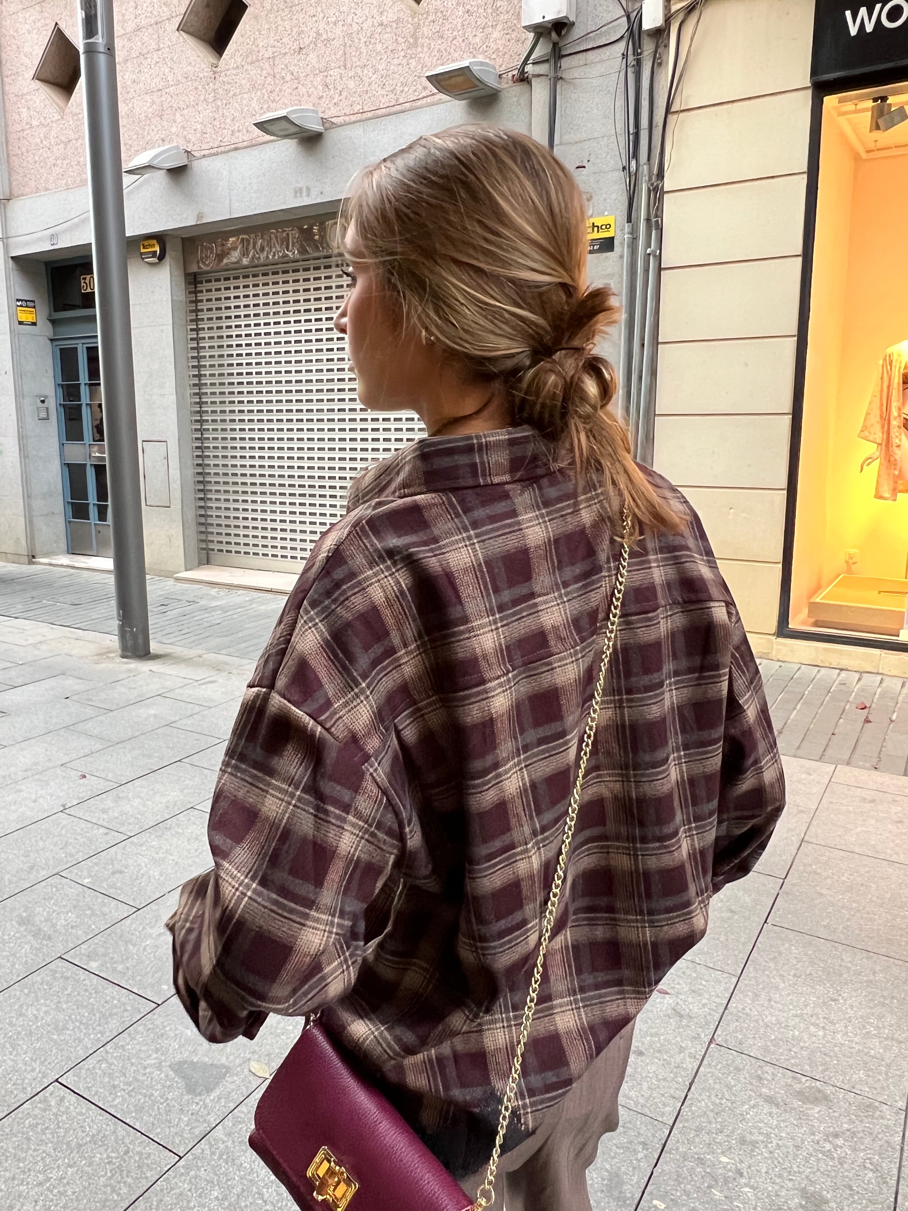 Camisa Tartán Detalle Puntilla