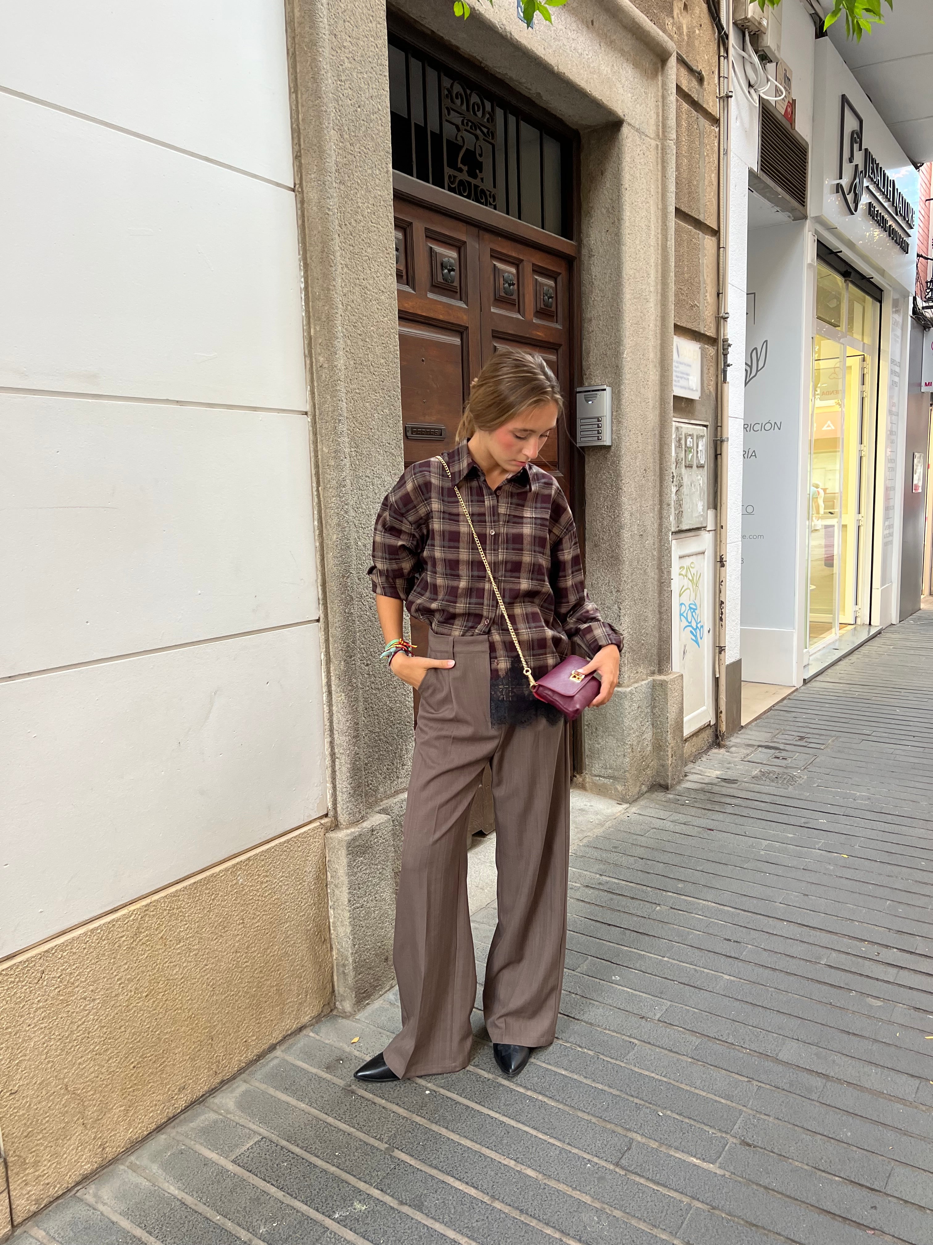 Pantalón Vestir Pinzas Topo