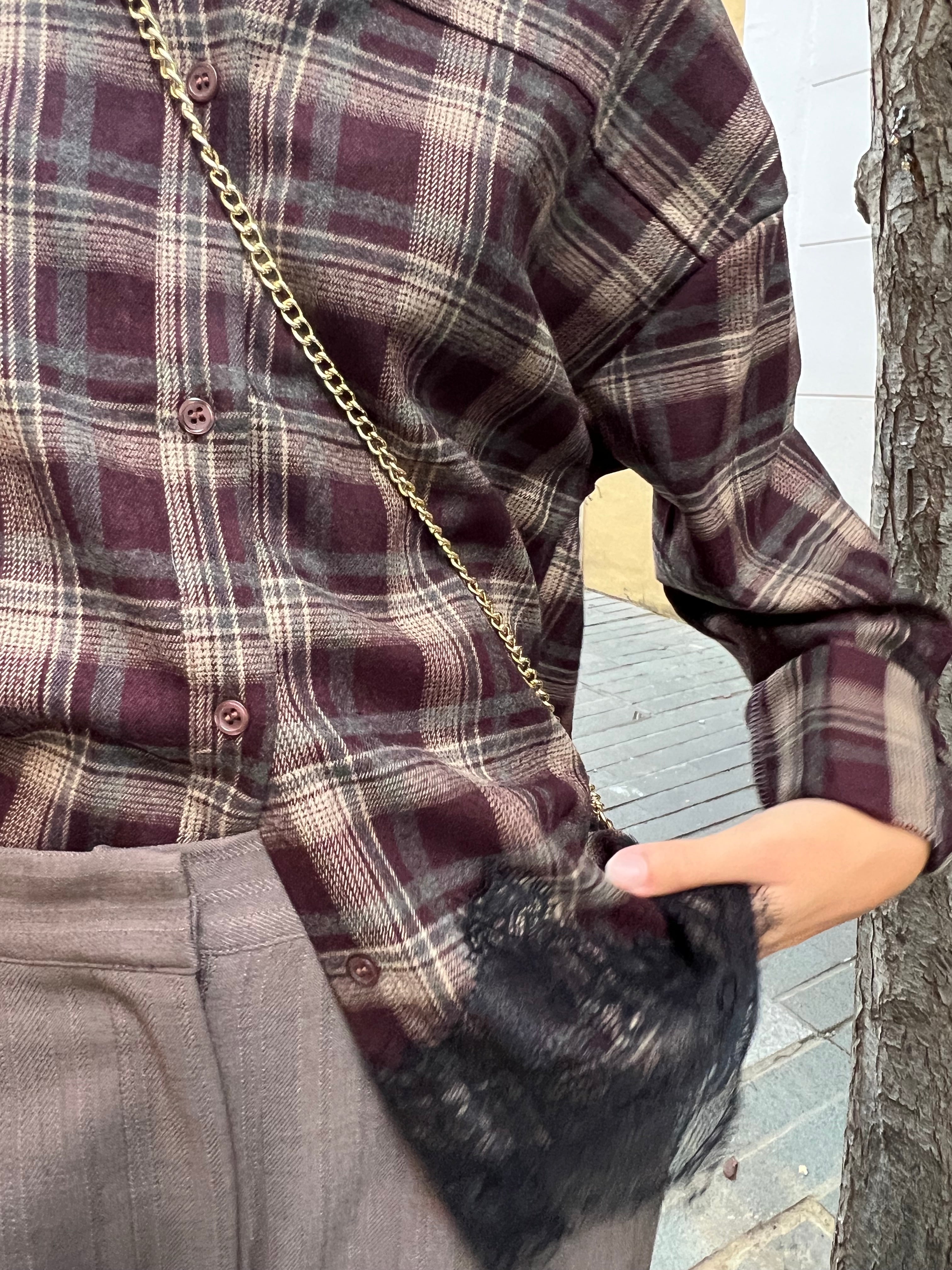 Camisa Tartán Detalle Puntilla