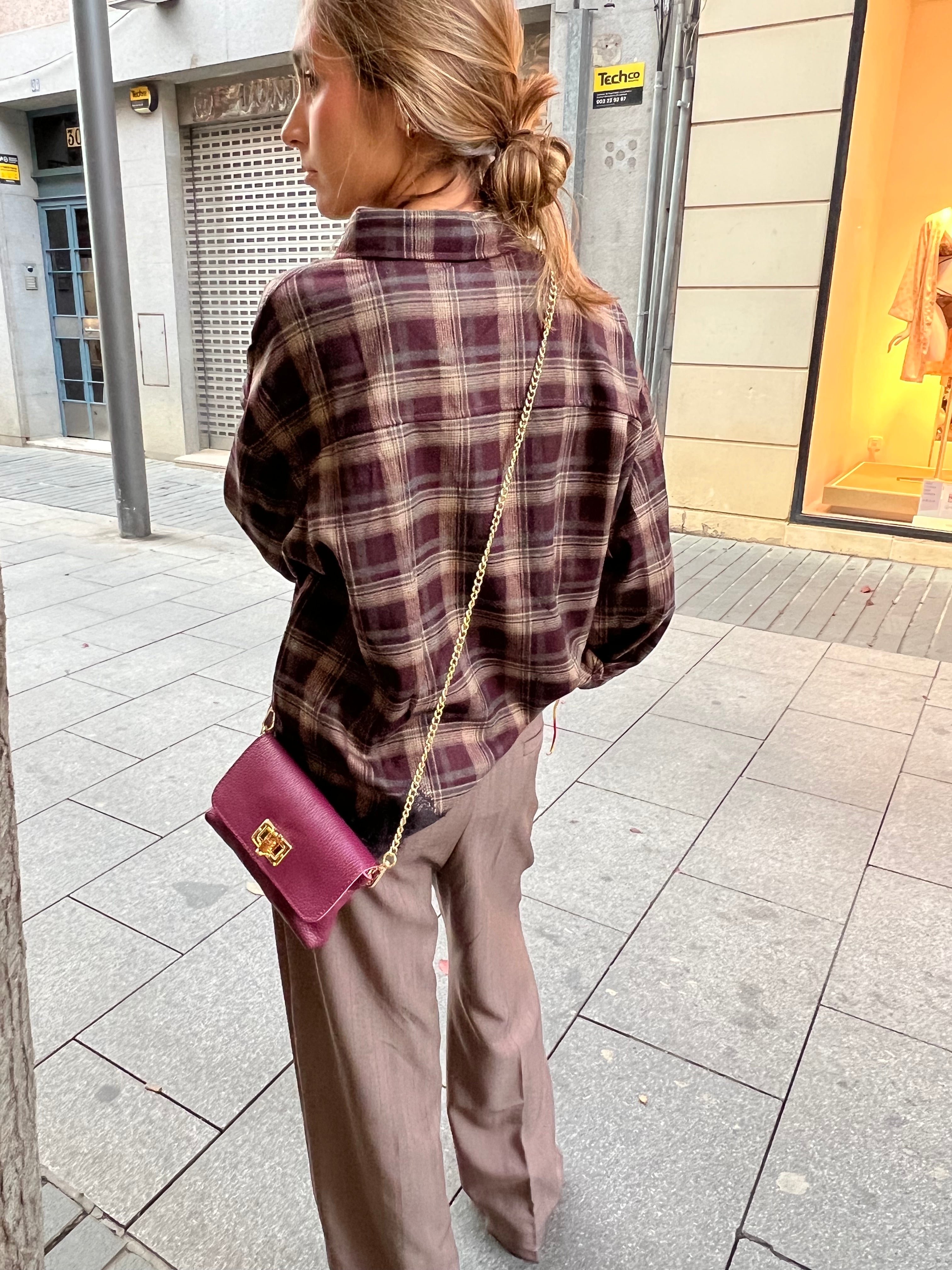 Camisa Tartán Detalle Puntilla